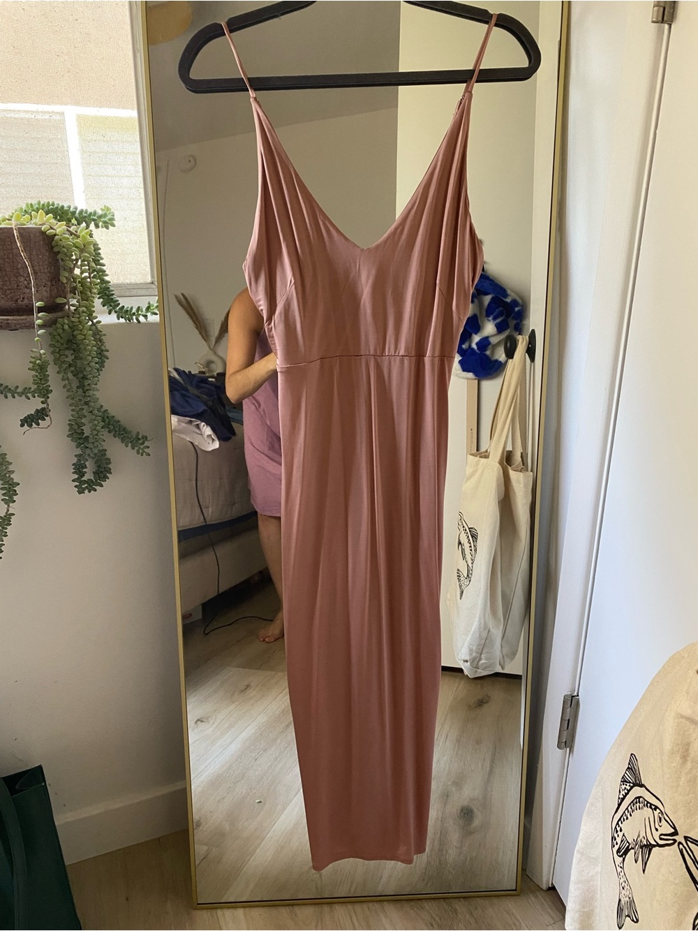 Free People Sleeveless V-Neck Slip Dress in Dusty Rose